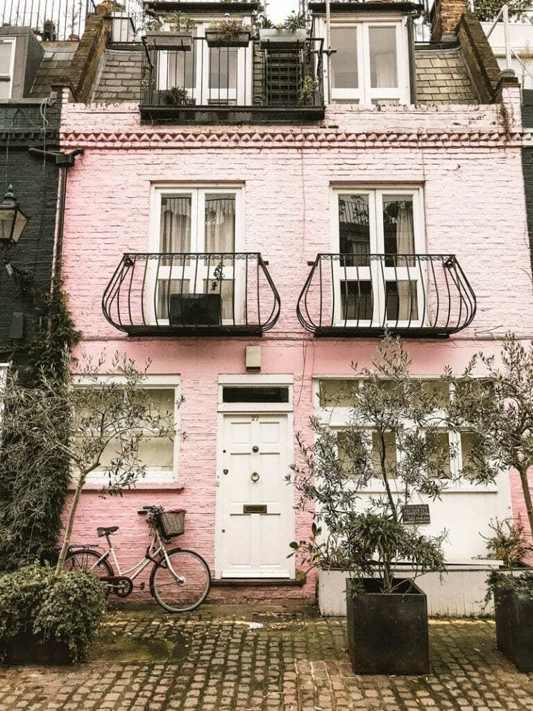 pink two-story house